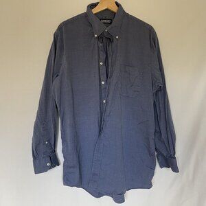 Lands' End blue long sleeved button down business casual shirt size 17-34 cotton